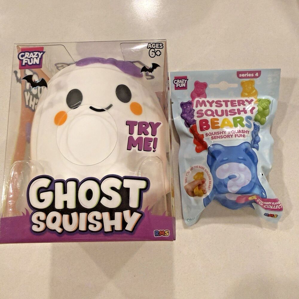 NEW Crazy Fun Ghost Squishy + Mystery Squishy Bears Series 4 RMS